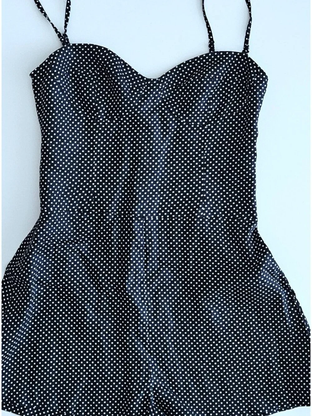 Reformation 6 Navy Pindot Kylie Linen Romper Jumpsuit